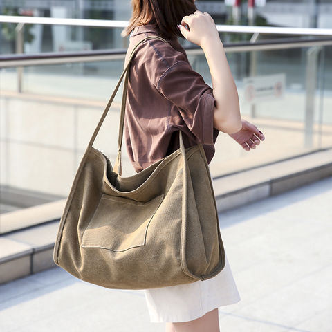 Custom Women Corduroy Canvas Shoulder Bag Eco Messenger Bags Small Casual  Cotton Canvas Tote Crossbody Bag - China 100% Cotton and Durable price