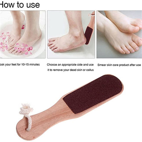 Pedicure tools for feet double sided wooden foot scrubber to remove dead  skin, callus, cracked heels