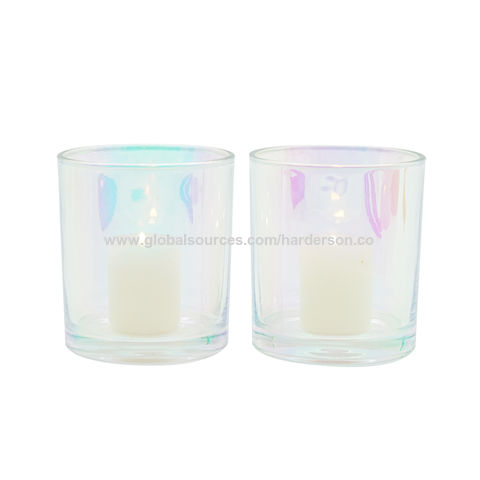 Iridescent Empty Glass Tumbler Candle Cups Votive Tealight Holder