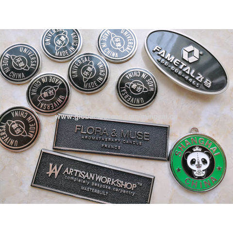 Source Gold Plated Solid Brass Metallic Brand Logo Nameplate Metal Alloy  Nameplates for Bag Backpack on m.