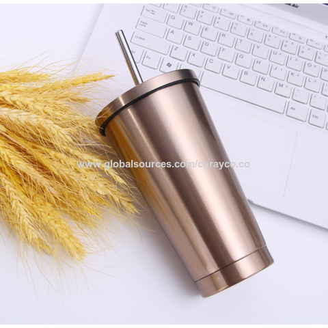 Coffee Mug with Straw Thermos 304 Stainless Steel Coffee Cup with