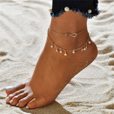 Bohemian Silver Heart Multi Chain Anklet Ankle Bracelet – Fashion