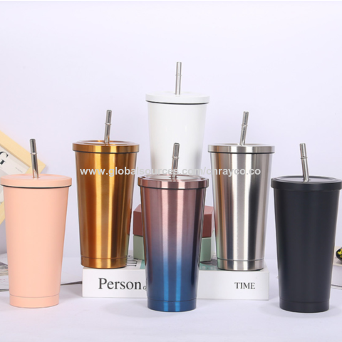 Kawaii Coffee Thermos Cute Stainless Steel Thermal Cup Mug With Straw For  Hot Cold Coffee Water Tea Milk Travel Tumbler 480ml