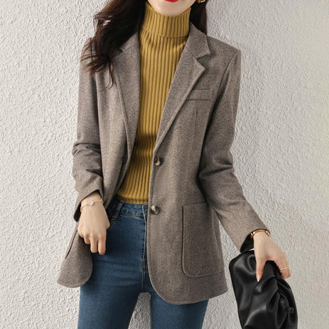 Womens Casual Blazers Long Sleeve Lapel Button Slim Work Office Suit Blazer  Jacket - China Women Suit and Ladies Suit price