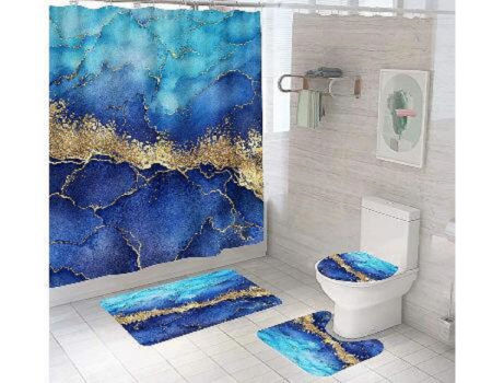 4pcs Shower Curtain Set Bath Mat, Bathroom Towel And Shower Curtain Sets