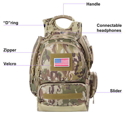 Mochila de camuflaje, pequeña mochila táctica para exteriores, mochilas  militares para niños adolescentes para la escuela con puerto de carga USB