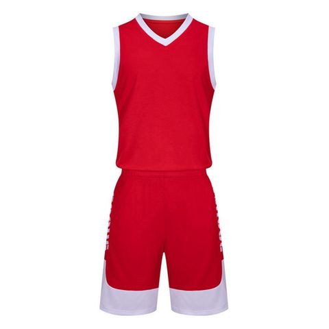 Source Red and black kids blank basketball jersey uniform design