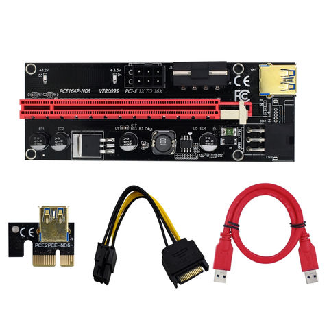 China PCIE Riser Card 009s PCI-E PCI Express Adapter Molex 6Pin SATA ...