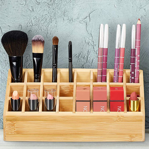 Extra Large Wood Makeup Box Brush Lipstick Holder Wooden Make up Organizer  Wooden Makeup Storage Wood Perfume Custom Organizer 