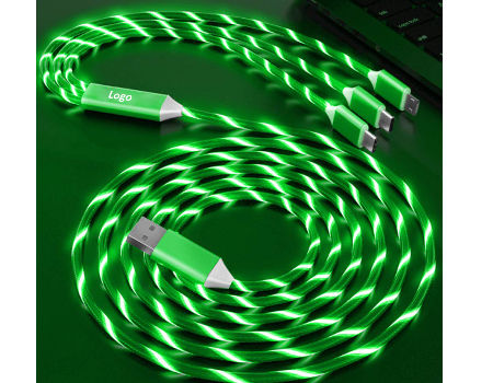 LJKHIUY One Drag Three Metal Flow Light Applies to Apples Android Type-c Phone Three-in-one Fast-Charged Light-Emitting Data Cable