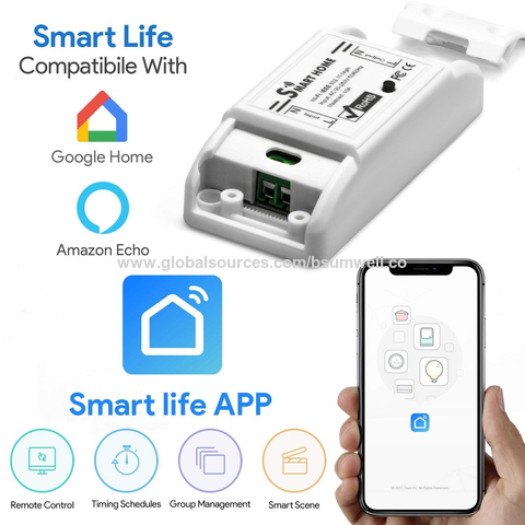 Tuya Smart Life Wifi Smart Ligh Switch Relay module Remote Control Google  Home Alexa Echo Works with Wall Manual Switch 10A