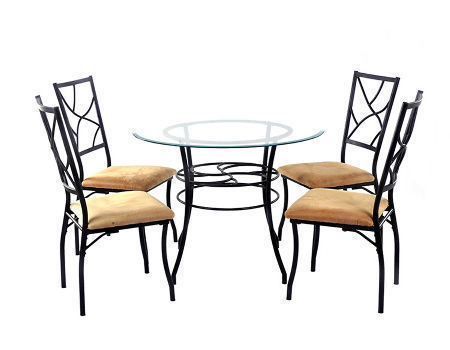 Metal Glass Top Round Table Chairs Sets, Round Metal Table And Chairs