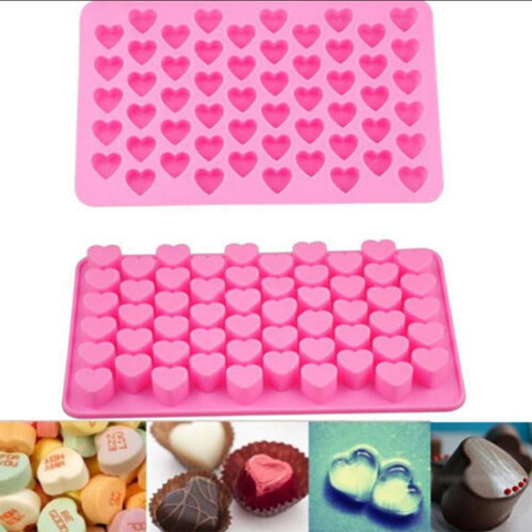 1pc Silicone Mini Heart Molds with Ice Cube Heart Molds Gummy Heart Molds  Mini Heart Shape Mold for Baking Silicone Molds for Candy Chocolate Soap  Jelly Cake Heart Ice Tray (Pink)