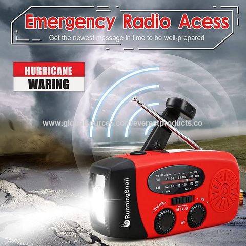Radio d'urgence à manivelle solaire, Radio météo Noaa, Radio à manivelle,  Radio solaire, Radio de survie 