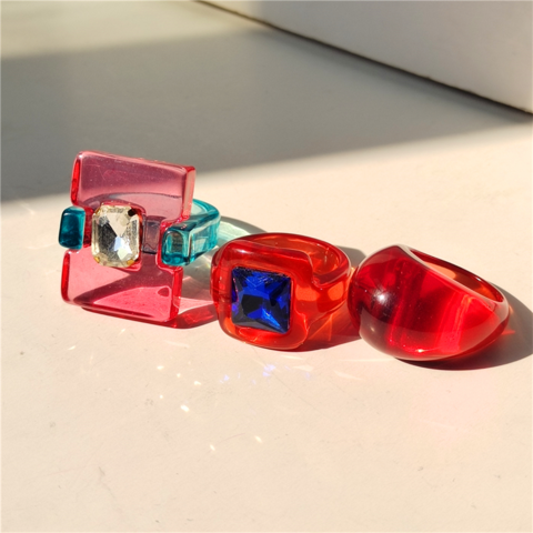 Candy Style Crystal Ring, Candy Rings Jewelry, 90s Jewelry Fashion