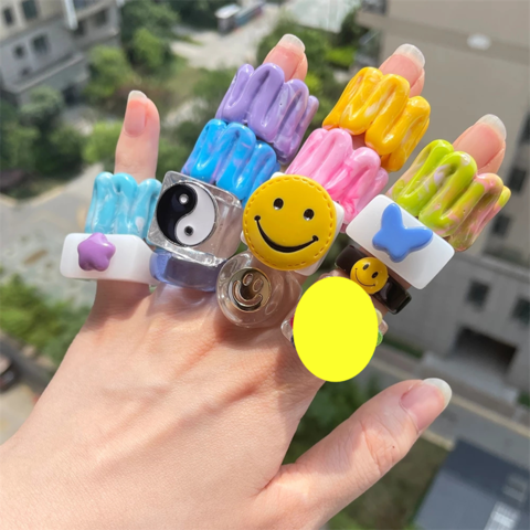 Buy Wholesale China Wholesale Neon Resin Finger Rings Fashion