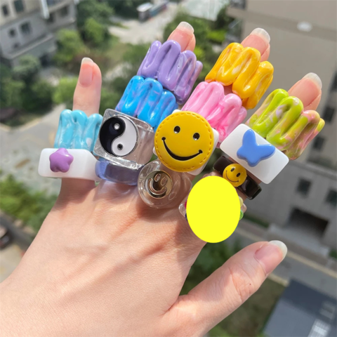 Buy Wholesale China Wholesale Neon Resin Finger Rings Fashion Geometric  Acrylic Chunky Ring Colorful Plastic Marble Ring & Resin Ring at USD 0.25