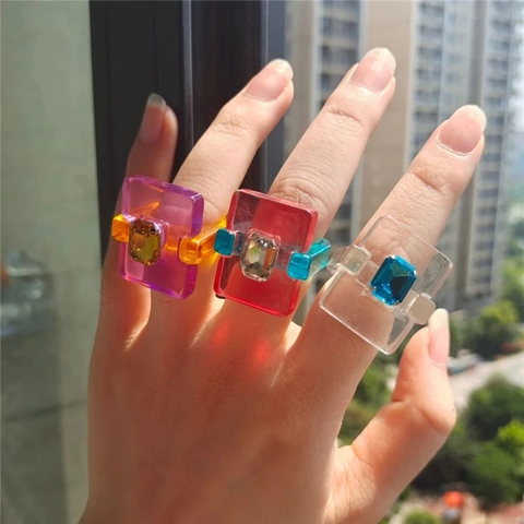 Rings Clear Plastic Fashion Jewelry Acrylic Jewelry Play Ring