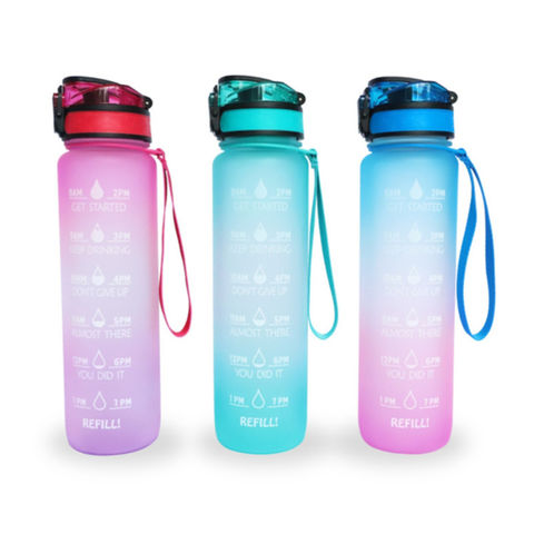 32oz Motivational Water Bottle with Time Marker with Straw Drinking Water  Bottles with Strap Leakproof Tritan Fitness Sports Water bottle for Gym