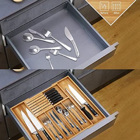 Comprar Organizador de cajones de utensilios, soporte para cubiertos, bandeja  para cuchillos de cocina, organizador de cajones