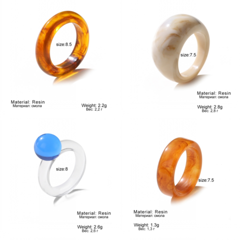 Colorful Acrylic Resin Chunky Rings For Women, Trendy Y Style Unique  Plastic And Transparent Stacking Rings, Cute Retro Open Finger Rings  Jewelry Gi