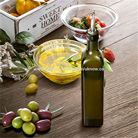 Black Glass Bottles Olive Oil/vinegar Pourer Storage Bottle 350ml