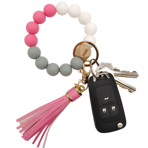 Key Chains Bracelet With Tassel, Beaded Car Key Ring Wristlet