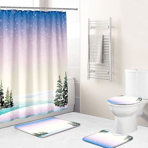 Bathroom set. Custom printed 3d shower curtains 4pcs bath set with