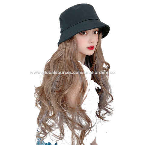 Hat Fisherman Wig Hat One Piece Female Detachable Wig Female Long