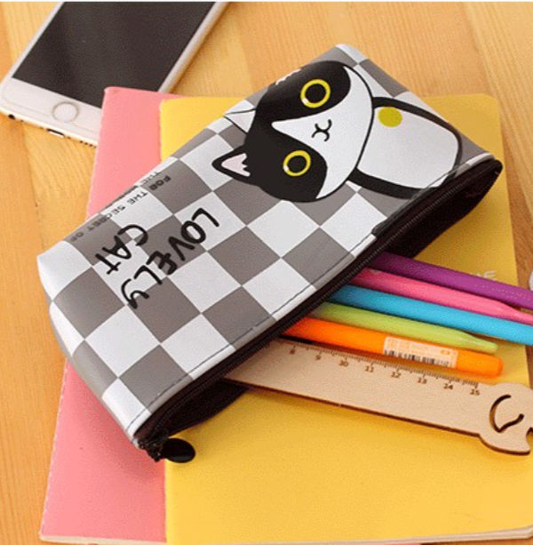 Pu Leather Cute Pencil Case School Supplies Stationery Custom Pencil