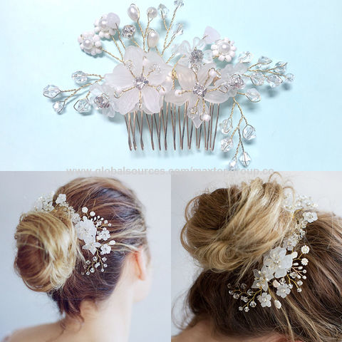 New Design Europe And America Popular Pearl Flower Hair Comb Clips