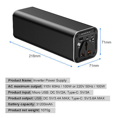 Power Bank with 100W AC Outlet,Portable Upgrade Laptop Charger,Travel Power  Station Built-in 31200 mAh Battery Pack, Compatible with Phone,Drone,Mini