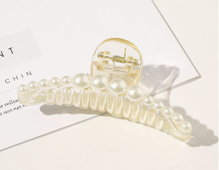 Gold Plastic Bling Pearl Large Hair Claw Crystal Beads Clamp Hair Clips ...