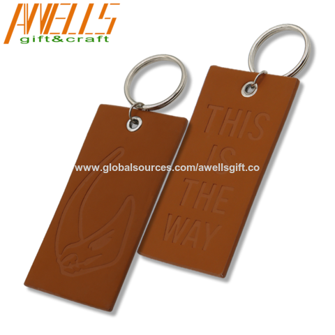 Personalized Round Leather Keychain; Add Initials - Oowee Products