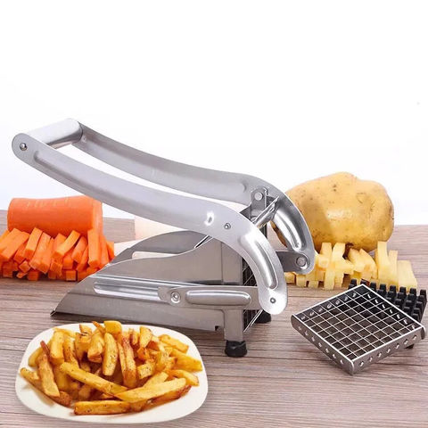 French Fry Cutter with 2 Blades, Professional Potato Cutter Stainless  Steel, Potato Slicer French Fries, Press French Fries Cutter for Potato