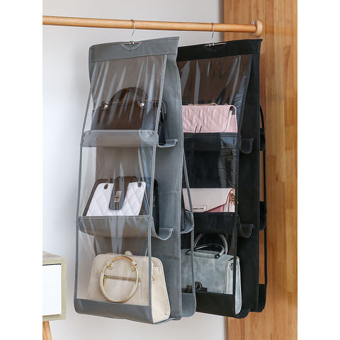 Buy Double-sided Eight-layer Hanging Handbag Organizer Shelf Bag Storage  Holder Closet Wardrobe Bag Organizer Hanger(black) Online