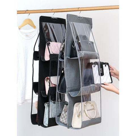 Buy Double-sided Eight-layer Hanging Handbag Organizer Shelf Bag Storage  Holder Closet Wardrobe Bag Organizer Hanger(black) Online