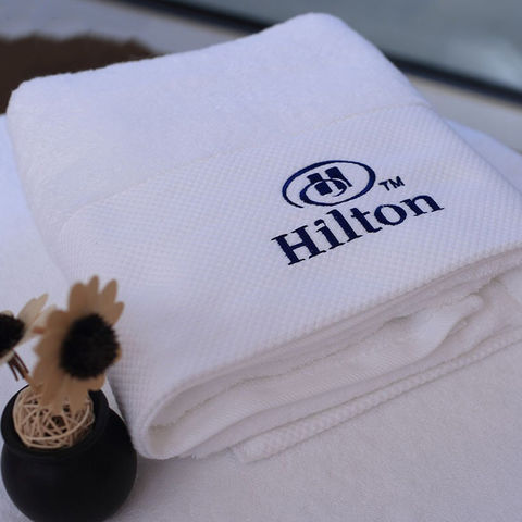 Buy Wholesale China High Quality 70 X 140 Hilton Hotel Premium White Bath  Towels 100% Cotton & Hilton Bath Towel at USD 0.413