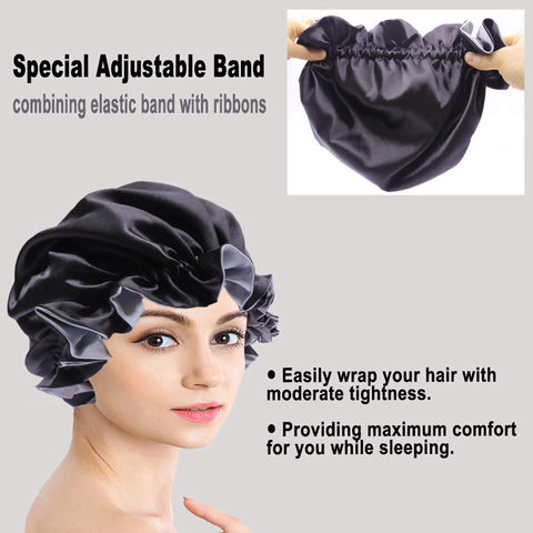 Free Sample Bonnets And Satin Hair Wraps Long Band Custom Designer Bonnets  Adjustable Elastic Bonnet - Buy Bonnets And Satin Hair Wraps,Designer