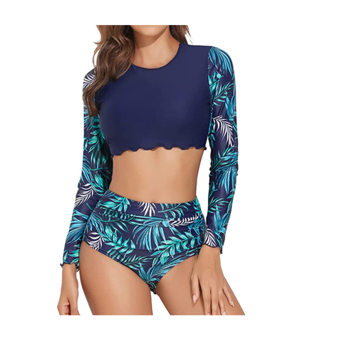 crop top bathing suit with sleeves