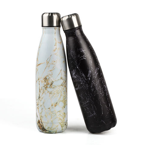 Marble Water Bottle Insulated Stainless Steel Water Bottle Black