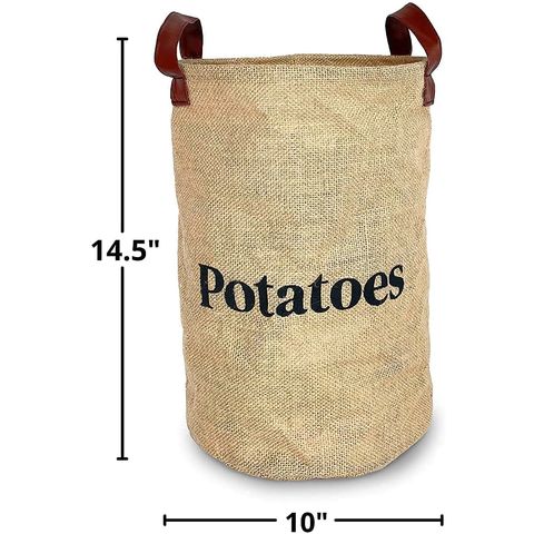 Potato and Onion Storage Baskets Pack of 3 Lined Burlap Pantry Storage