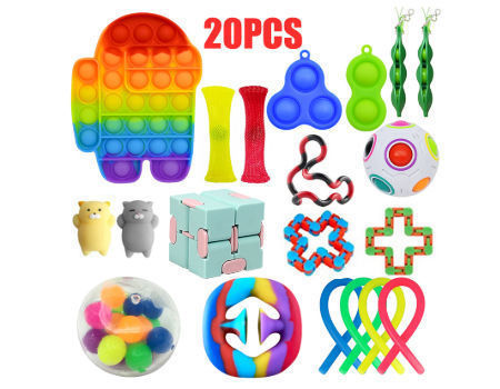 20Pcs Fidget Toys Pack Sensory Fidget Toys Push Bubble Pop Toy