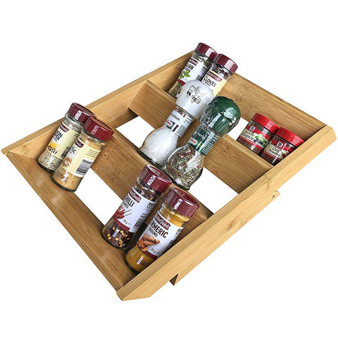 Estante de esquina organizador para encimera de cocina, de bambú, con 3  niveles de almacenamiento para baño, especias, escritorio, estantería, con