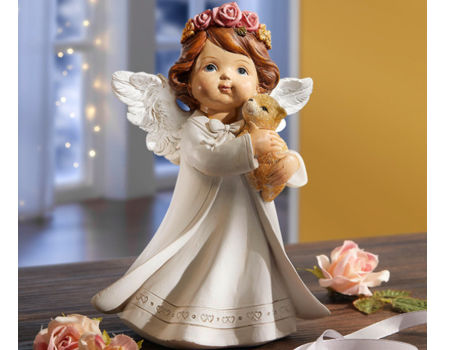 Small Cherub Baby Angel Figurine Snow Globe Tealight Holder Ornament Decoration 