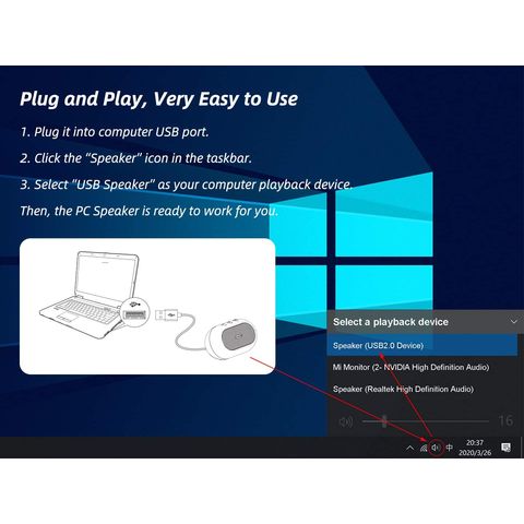 Haut-parleur USB pour ordinateur, pc portable, mini barre de son Plug and  Play