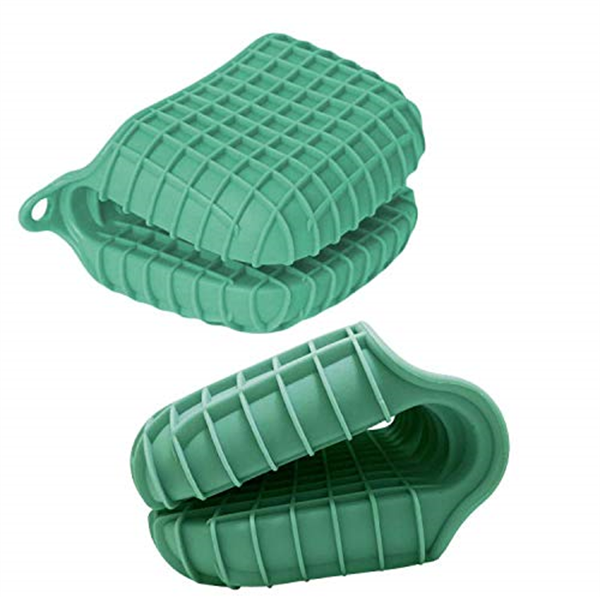 4pcs Thickened Mini Oven Gloves Silicone Oven Mitts Finger Pot Holder - Green