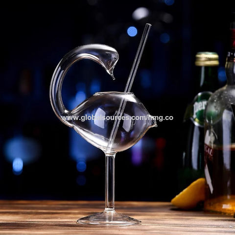 Cocktail Martini Glass with Built-In Straw Champagne Cup Whisky Glasses for  Club 300ml