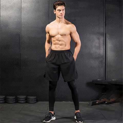 Kids 2 in 1 Running Pants Shorts with Pockets Gym Short Compression Tights  Training Sweatpants Basketball Tights Pants Workout