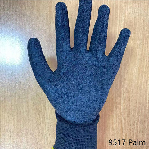 Rubber Latex Coated Crinkle Pattern Construction Work Gloves, Blue (Bulk  Pack)